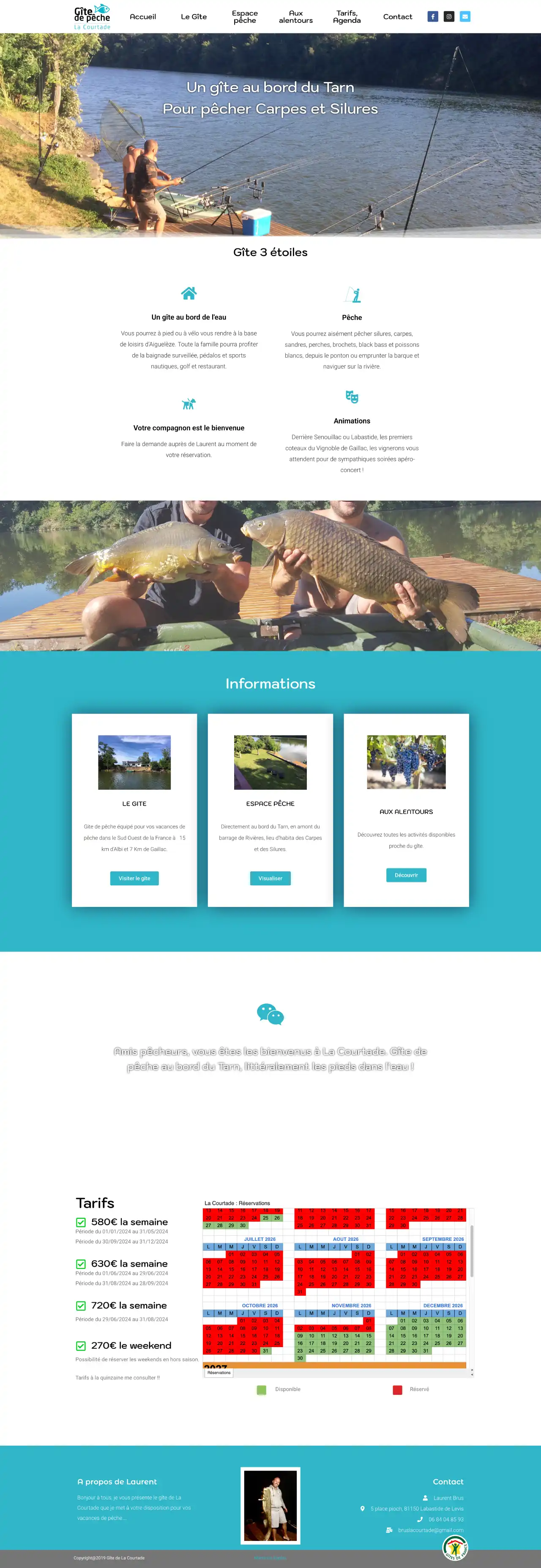 Page d’accueil desktop de Gîte dede pêche